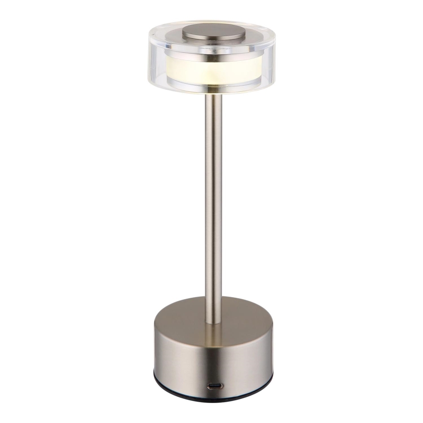 Globo - LED Lampada da tavolo touch ricaricabile e dimmerabile LED/2,5W/3,7V 2700/4000/6500K 1800mAh cromo opaco
