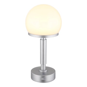 Globo - LED Lampada da tavolo touch ricaricabile e dimmerabile LED/2,5W/5V 1800mAh 2800K argento