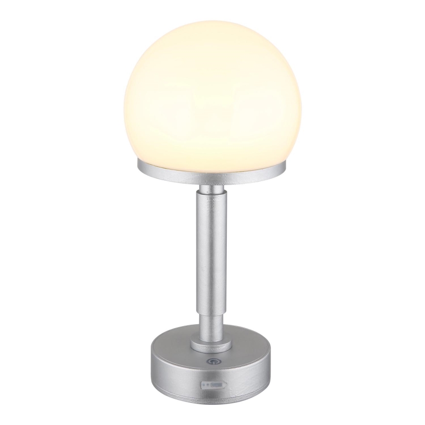 Globo - LED Lampada da tavolo touch ricaricabile e dimmerabile LED/2,5W/5V 1800mAh 2800K argento