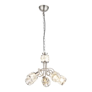 Globo - LED Lampadario a sospensione con catena 5xE14/40W/230V + LED/5W