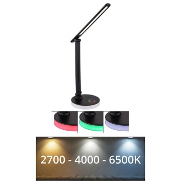 Globo - LED RGBW Lampada da tavolo touch dimmerabile LED/5W/230V + LED/2W 2700K/4000K/6500K nero