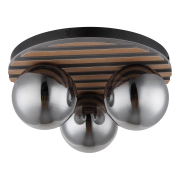 Globo - Plafoniera da soffitto 3xE27/40W/230V Ø 39 cm marrone/fumé