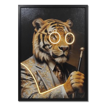 Globo - Quadro decorativo LED ricaricabile e luminoso LED/5W/5V 72x52 cm 1000 mAh tigre