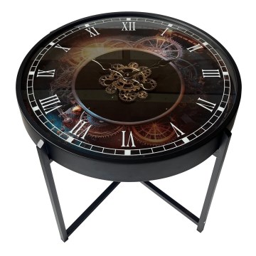 Globo - Tavolino da salotto con orologio Ø 71,5 cm, nero
