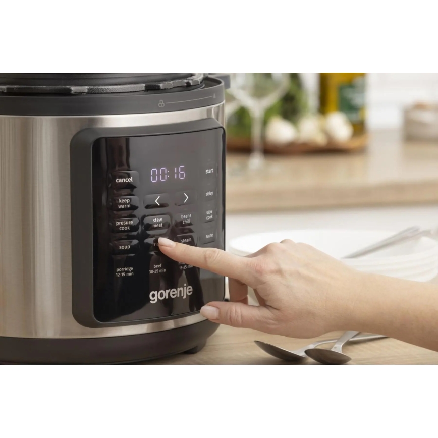 GORENJE GMC6SBK - Pentola elettrica multifunzione 6 l 8 in 1 1000W/230V acciaio inox
