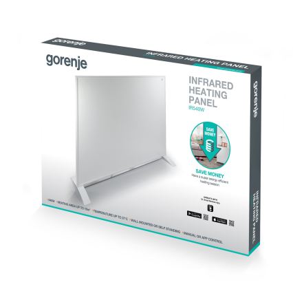 GORENJE IR540W - Pannello infrarosso elettrico smart 540W con timer, IP44, Wi-Fi, bianco