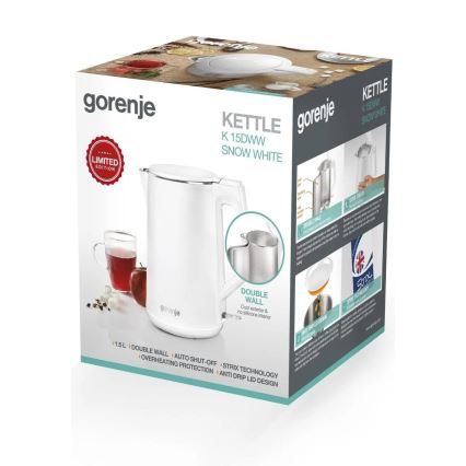 GORENJE K15DWW - Bollitore elettrico 1,5 l 2200W/230V bianco