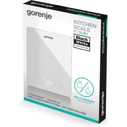 GORENJE KT10LBW - Bilancia da cucina digitale, 3x AAA, bianca