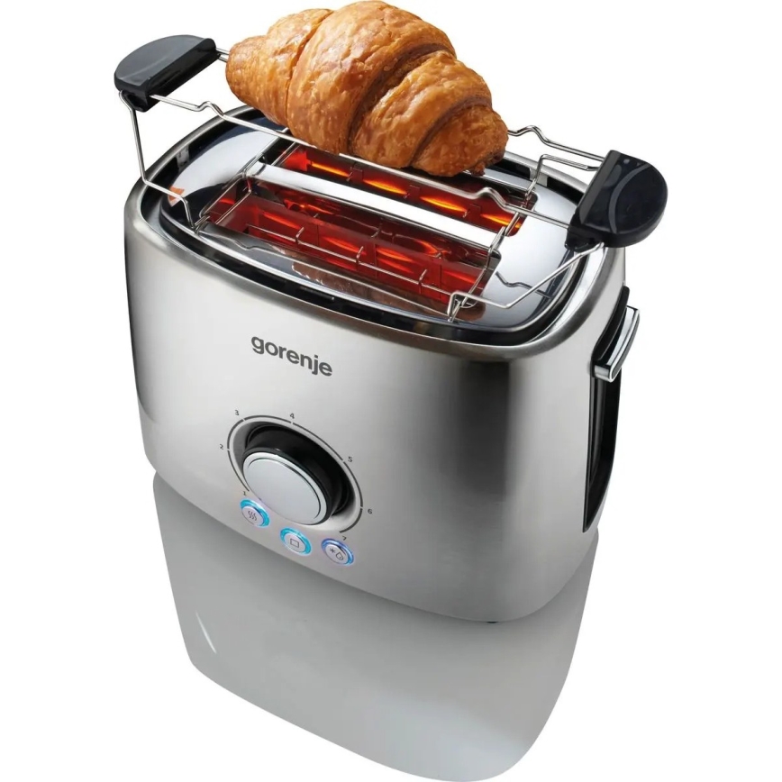 GORENJE T1000E - Tostapane a due fessure con griglia riscaldante 1000W/230V acciaio inox