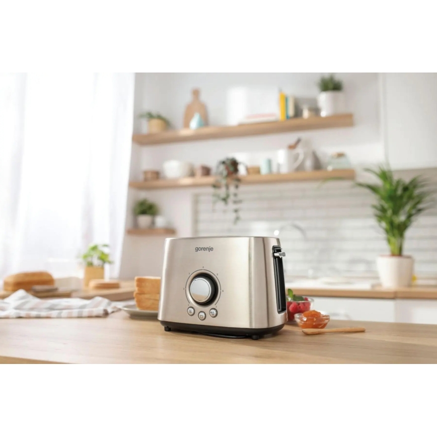 GORENJE T1000E - Tostapane a due fessure con griglia riscaldante 1000W/230V acciaio inox