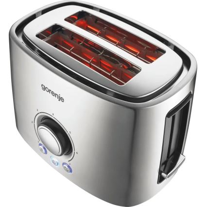 GORENJE T1000E - Tostapane a due fessure con griglia riscaldante 1000W/230V acciaio inox