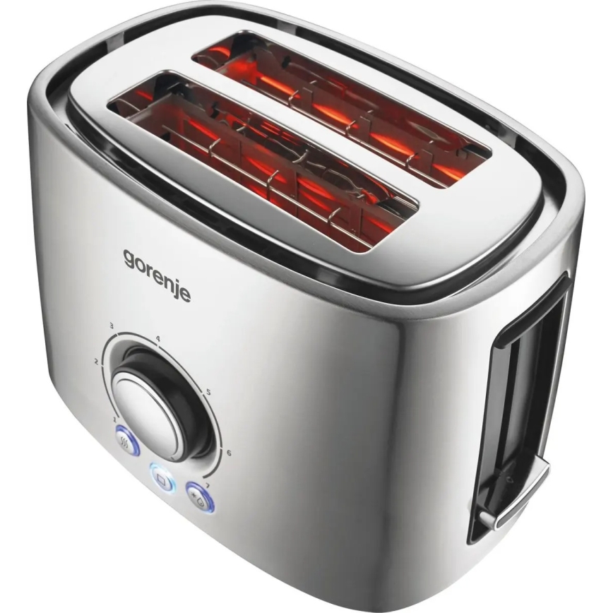 GORENJE T1000E - Tostapane a due fessure con griglia riscaldante 1000W/230V acciaio inox