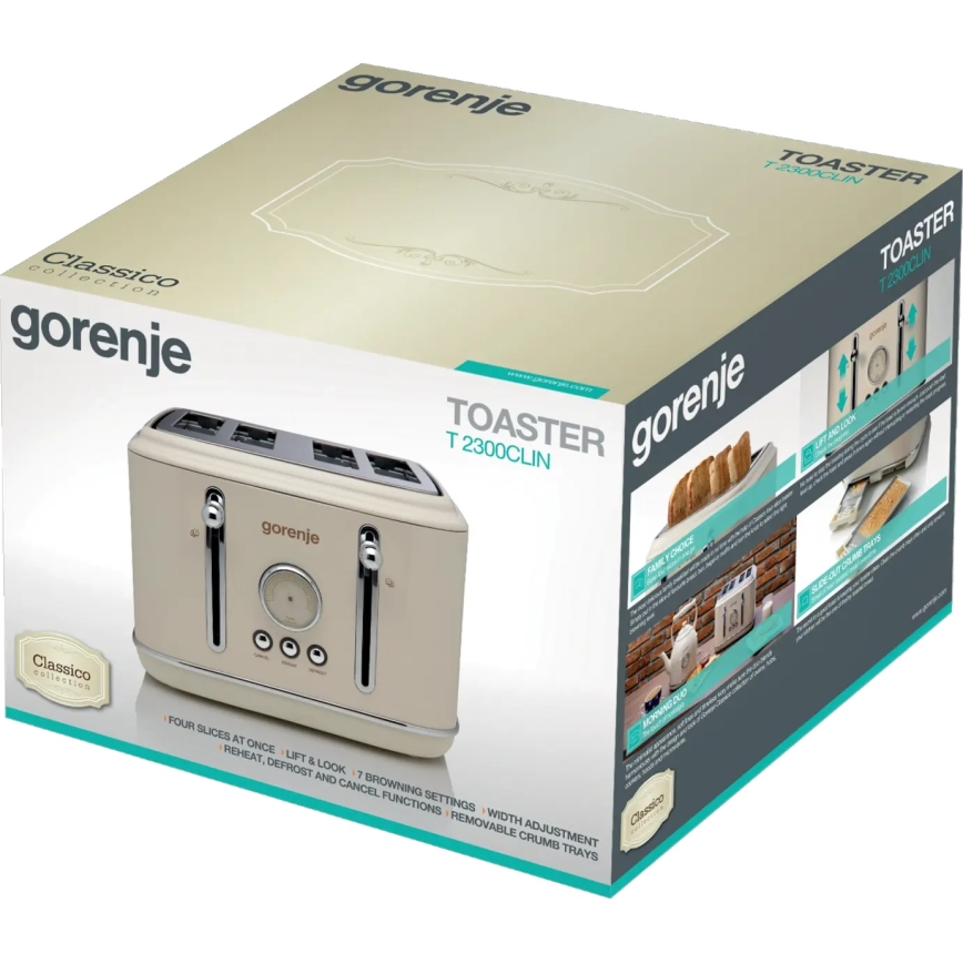 GORENJE T2300CLIN - Tostapane a quattro fessure 1150W/230V beige