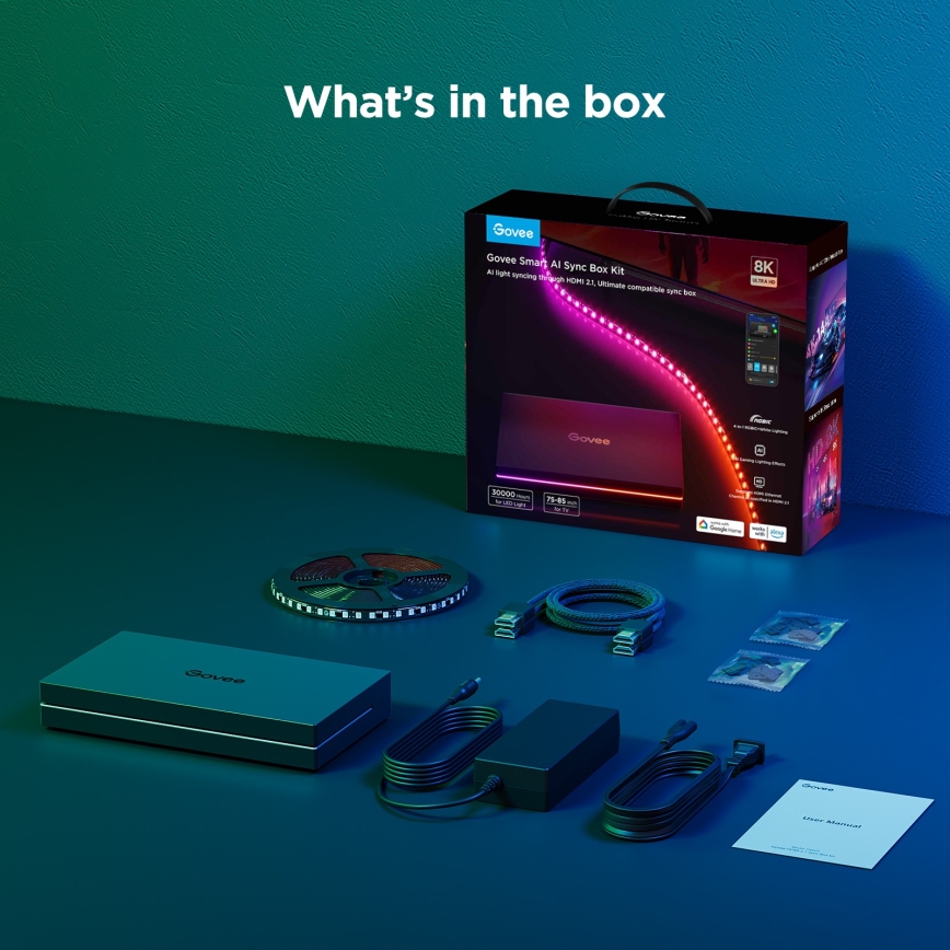 Govee - AI Sync Box 2 Retroilluminazione RGBICW per Smart TV 55-65 Wi-Fi