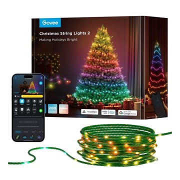 Govee - Catena natalizia a LED RGBICW per esterni 2700-6500K 20m Wi-Fi Matter IP66