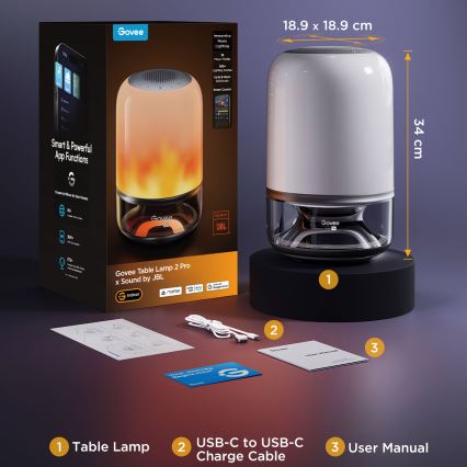 Govee - Lampada da scrivania dimmerabile LED RGBW con altoparlante integrato LED/36W/12V Wi-Fi