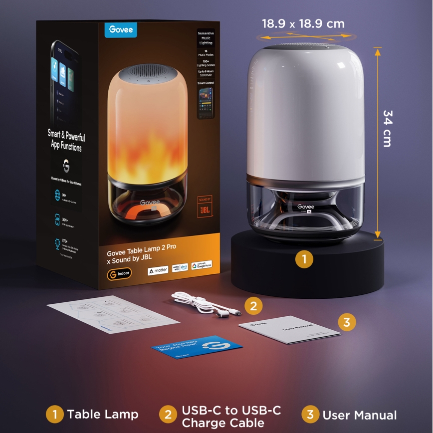 Govee - Lampada da scrivania dimmerabile LED RGBW con altoparlante integrato LED/36W/12V Wi-Fi