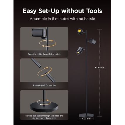 Govee - Lampada da terra dimmerabile LED RGBICWW TREE MATTER LED/48W/230V Wi-Fi