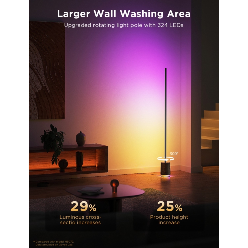 Govee - Lampada da terra dimmerabile a LED con altoparlante Pro RGBICWW 2200-6500K Wi-Fi + telecomando