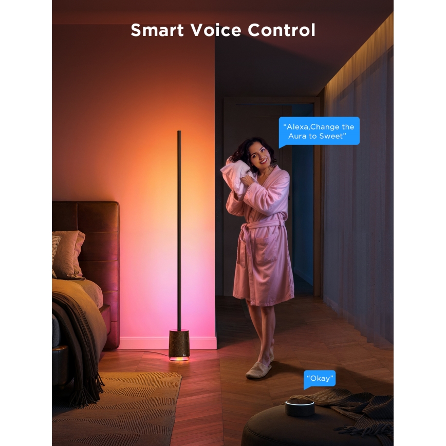 Govee - Lampada da terra dimmerabile a LED con altoparlante Pro RGBICWW 2200-6500K Wi-Fi + telecomando