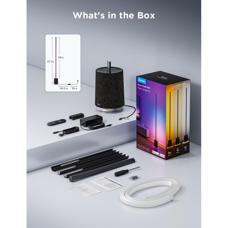 Govee - Lampada da terra dimmerabile a LED con altoparlante Pro RGBICWW 2200-6500K Wi-Fi + telecomando