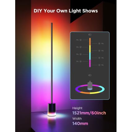 Govee - Lampada da terra dimmerabile a LED Smart MATTER LED RGBICWW 2200-6500K Wi-Fi + telecomando