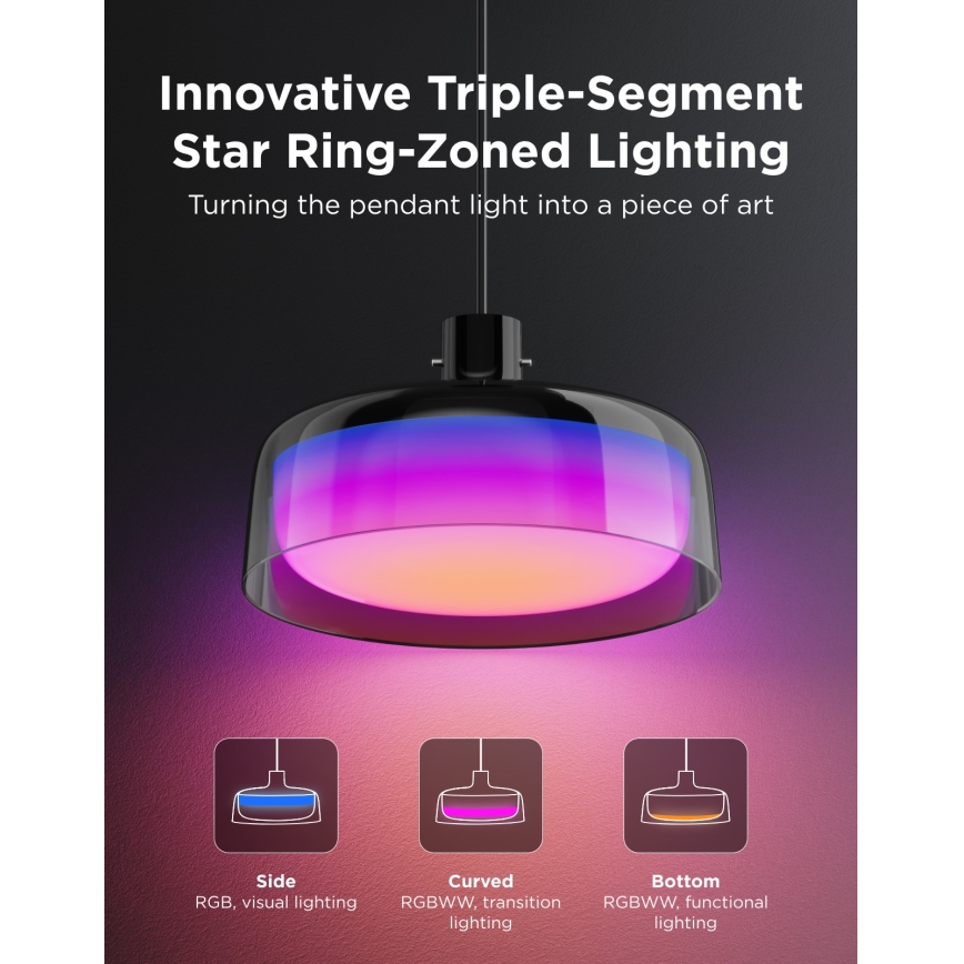 Govee - Lampadario sospeso LED RGBICWW dimmerabile su cavo LED/21W/230V compatibile Matter, Wi-Fi