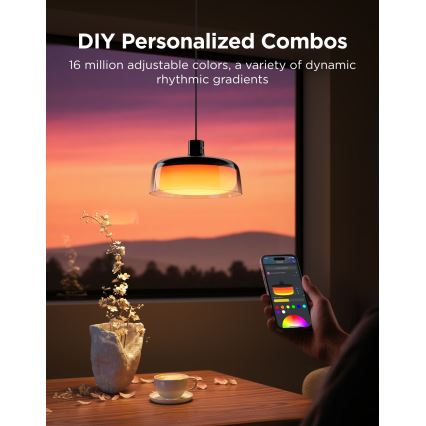 Govee - Lampadario sospeso LED RGBICWW dimmerabile su cavo LED/21W/230V compatibile Matter, Wi-Fi