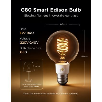 Govee - Lampadina LED RGBWW dimmerabile Smart MATTER G80 E27/5W/230V 2700-6500K Wi-Fi
