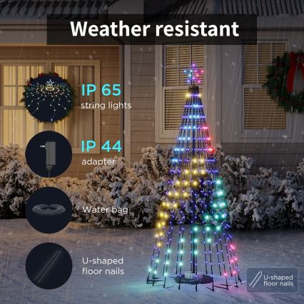 Govee - Albero di Natale a LED RGBIC con stella, 15W/230V, IP65, 1,8 m, Matter, Wi-Fi