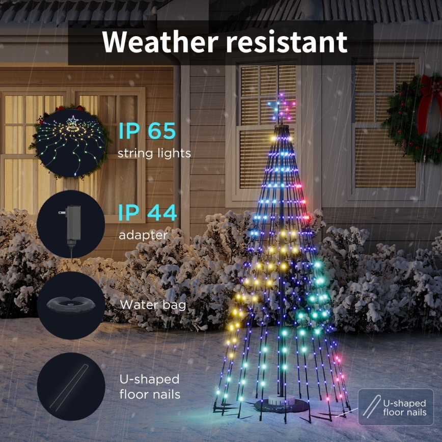 Govee - Albero di Natale a LED RGBIC con stella, 15W/230V, IP65, 1,8 m, Matter, Wi-Fi