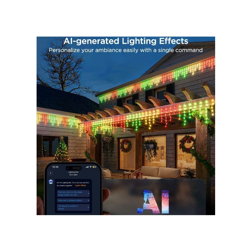 Govee - LED RGBIC Catena da esterno Smart ghiaccioli 10m Wi-Fi Matter IP65