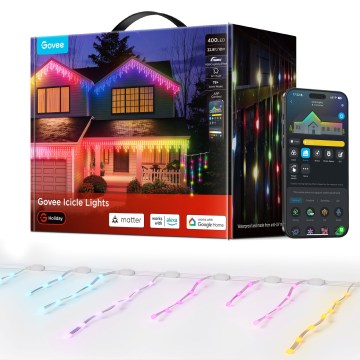 Govee - LED RGBIC Catena luminosa a effetto stalattite per esterni da 10m Wi-Fi Matter IP65