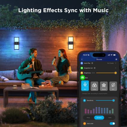 Govee - Lampada da parete per esterni dimmerabile LED RGBIC con sensore LED/230V IP65 2700-6500K Wi-Fi