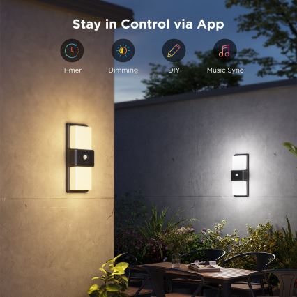 Govee - Lampada da parete per esterni dimmerabile LED RGBIC con sensore LED/230V IP65 2700-6500K Wi-Fi