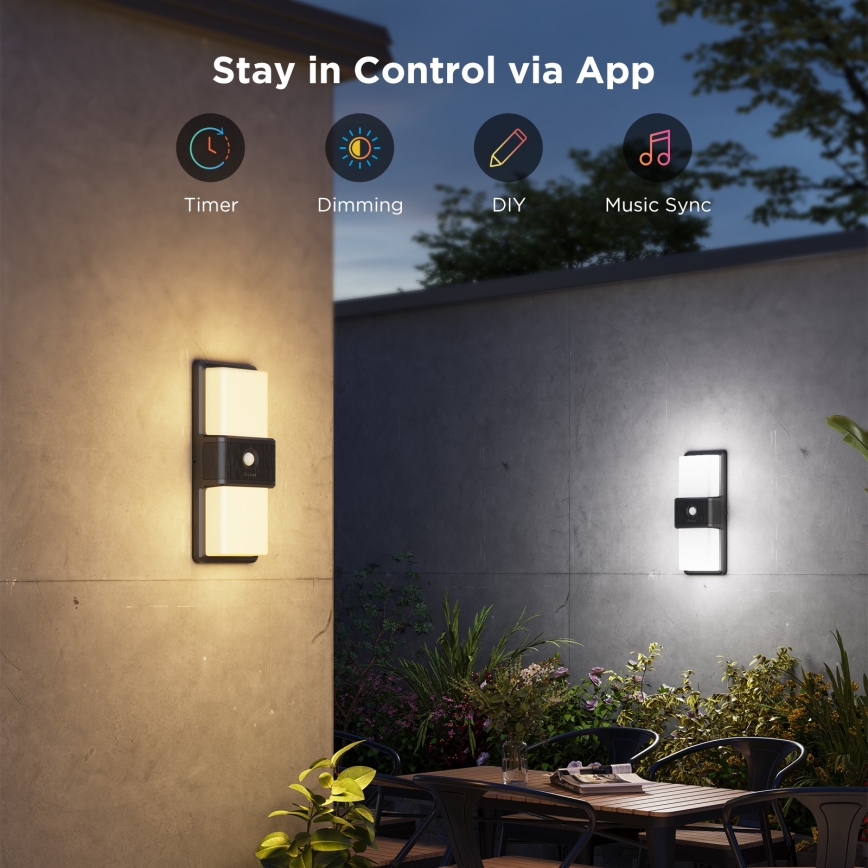 Govee - Lampada da parete per esterni dimmerabile LED RGBIC con sensore LED/230V IP65 2700-6500K Wi-Fi