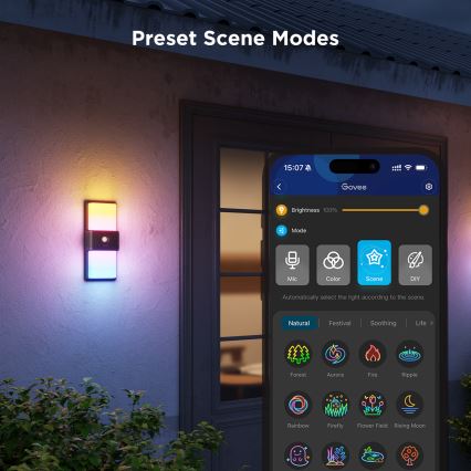 Govee - Lampada da parete per esterni dimmerabile LED RGBIC con sensore LED/230V IP65 2700-6500K Wi-Fi