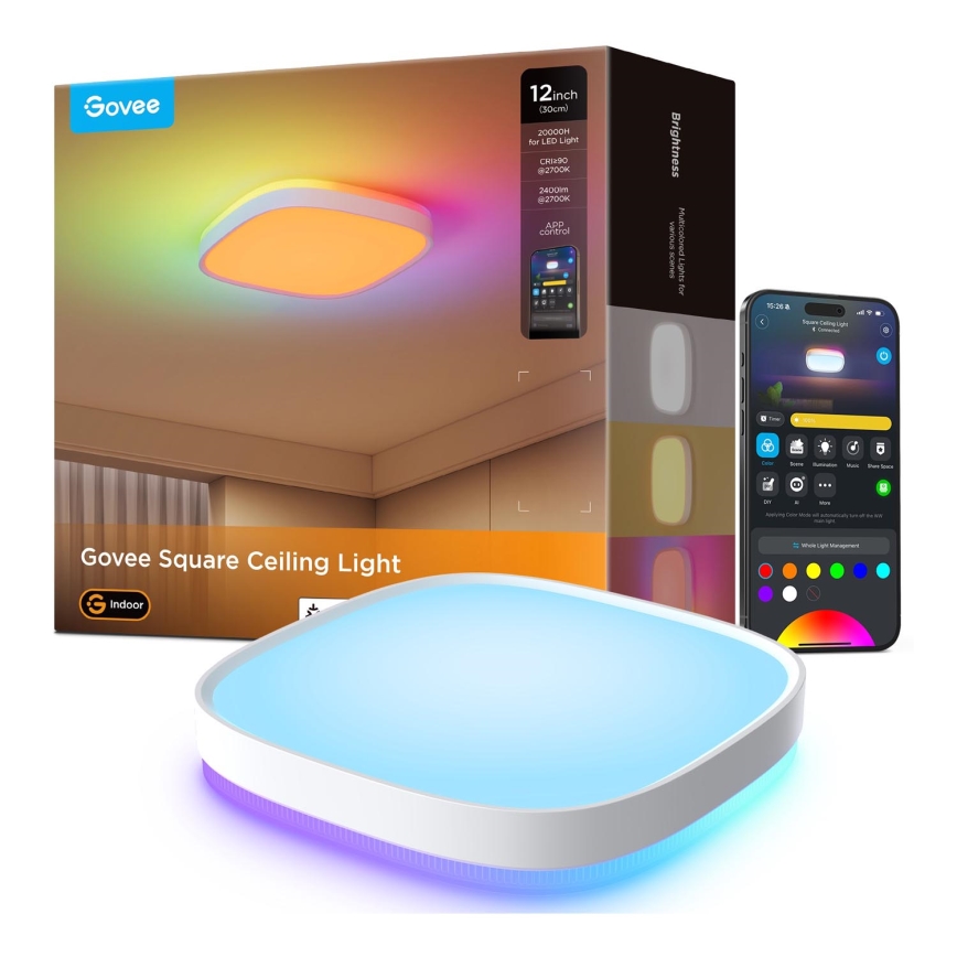 Govee - LED RGBIC Plafoniera con dimmer LED/24W/230V 2700-6500K Wi-Fi
