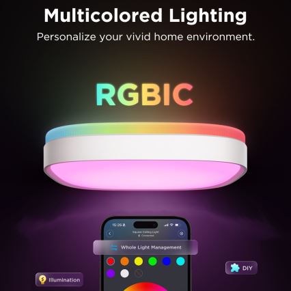 Govee - LED RGBIC Plafoniera con dimmer LED/24W/230V 2700-6500K Wi-Fi