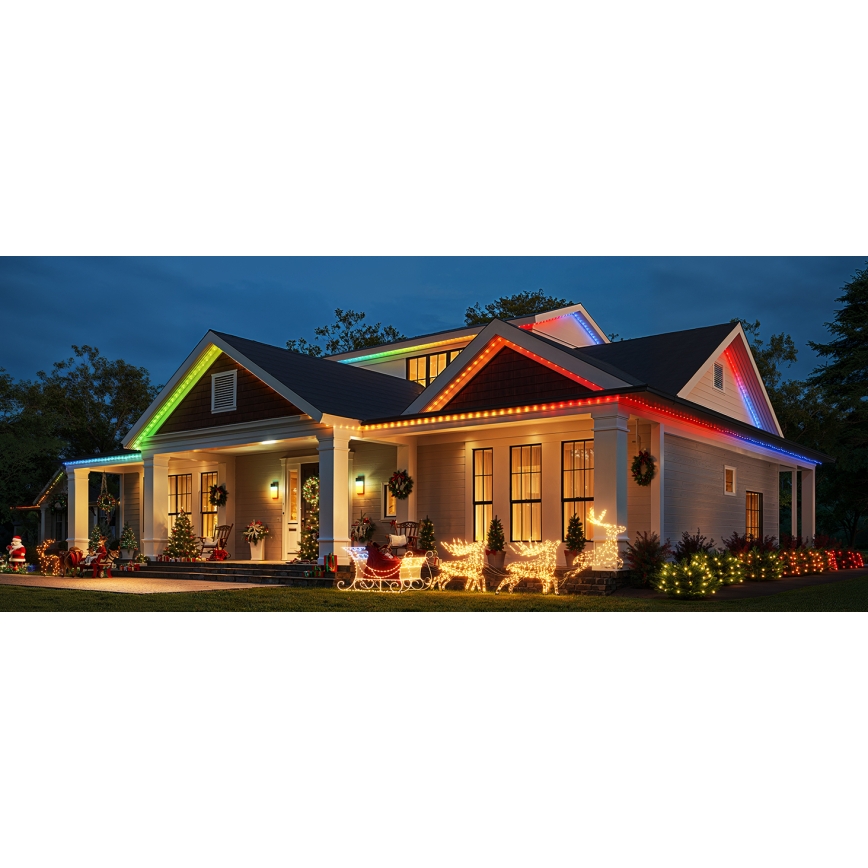 Govee - LED RGBICW Catena luminosa natalizia per esterni 2700-6500K 20m Wi-Fi Matter IP65