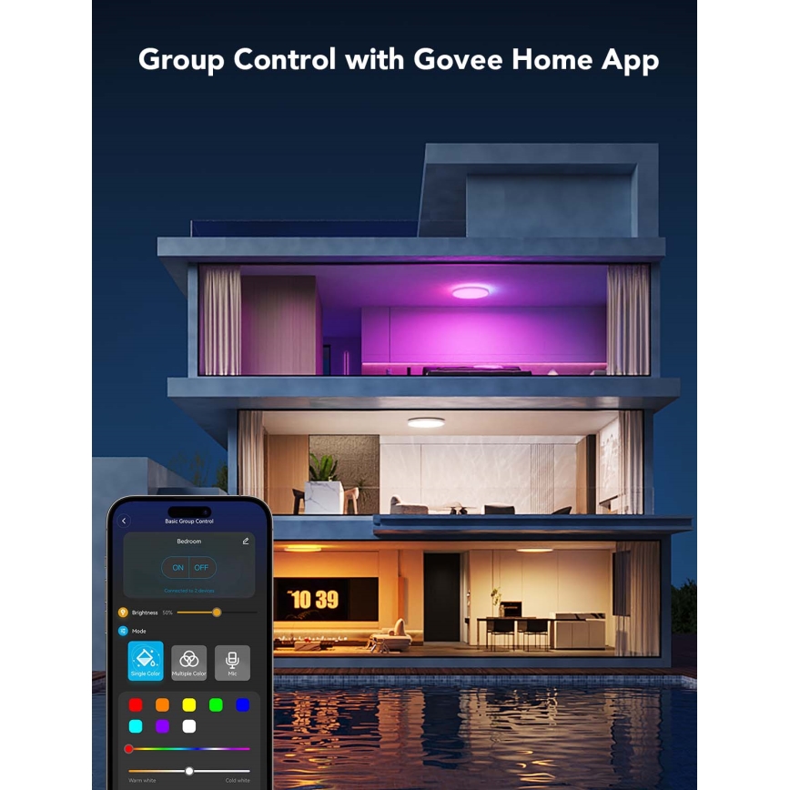 Govee - Plafoniera LED RGBICWW dimmerabile LED/29W/230V Ø 30 cm finitura opaca Wi-Fi