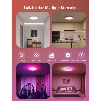 Govee - Plafoniera LED RGBICWW dimmerabile LED/29W/230V Ø 30 cm finitura opaca Wi-Fi