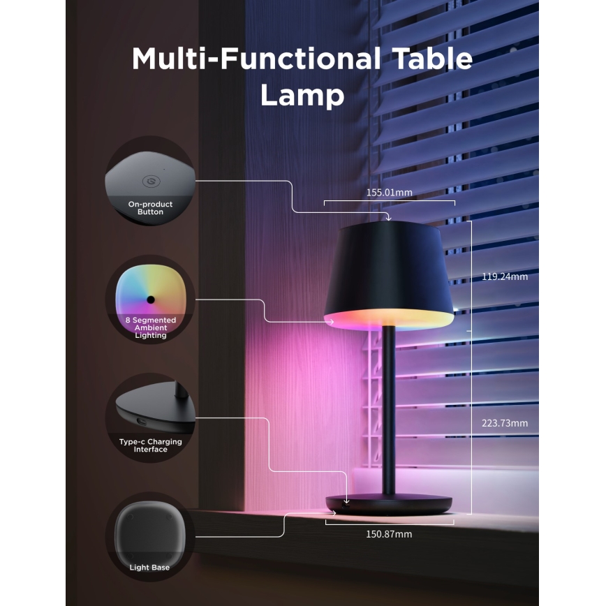 Govee - LED RGBICWW Lampada da tavolo dimmerabile CLASSIC MATTER LED/10W/5V 4800mAh Wi-Fi