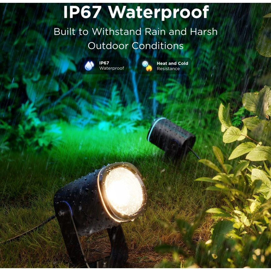 Govee - SET 2x LED RGBWW Proiettore dimmerabile LED/12W/230V IP67 2700-6500K Wi-Fi