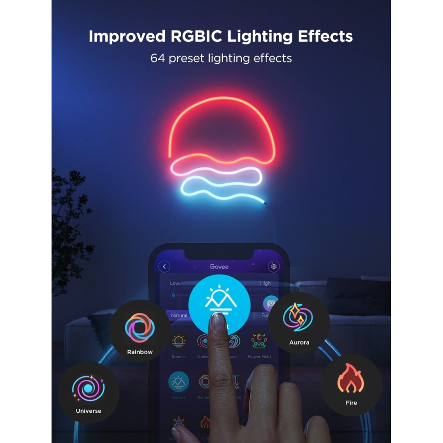 Govee - Neon 2 MATTER striscia LED flessibile 3m RGBIC Wi-Fi