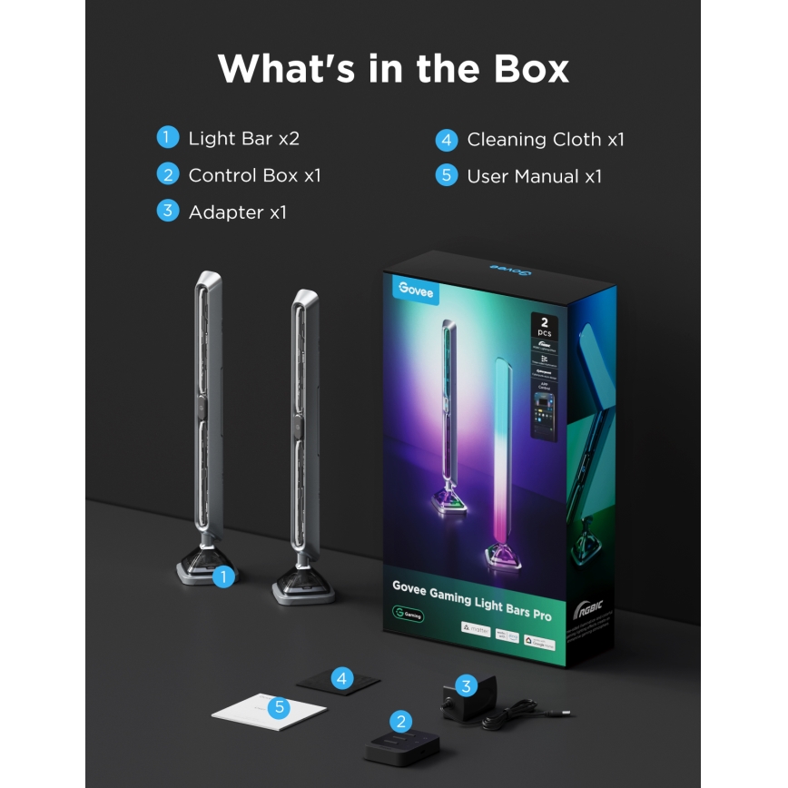 Govee - Pannelli luminosi Smart RGBIC Gaming Pro compatibili con Matter e Wi-Fi