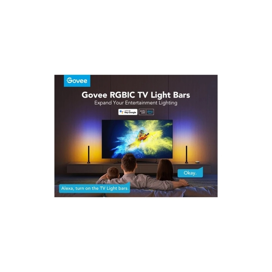Govee - Pannello LED SMART RGBIC 38 cm per TV 43-75 - 2 pezzi Wi-Fi