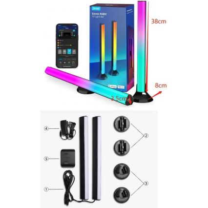 Govee - Pannello LED SMART RGBIC 38 cm per TV 43-75 - 2 pezzi Wi-Fi