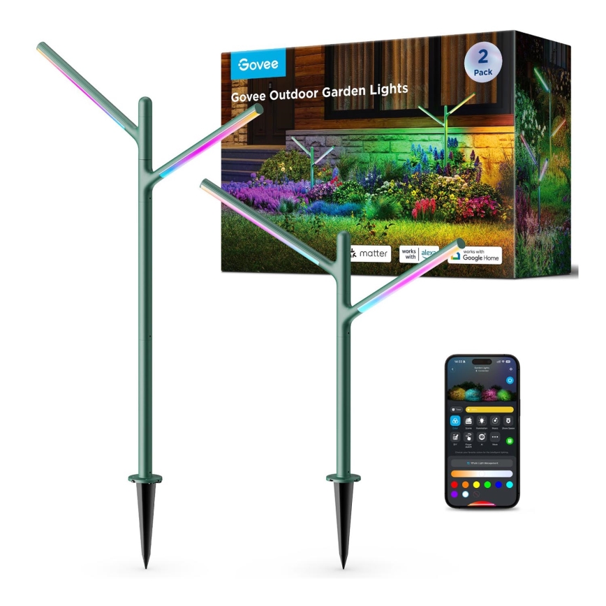 Govee-SET 2x LED RGBICWW Lampada da esterno dimmerabile LED/36W/230V IP66 2700-6500K Wi-Fi