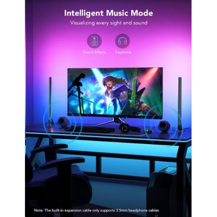 Govee - SET 2x Smart Gaming Wi-Fi LED RGBIC Panels + Smart Dual + telecomando